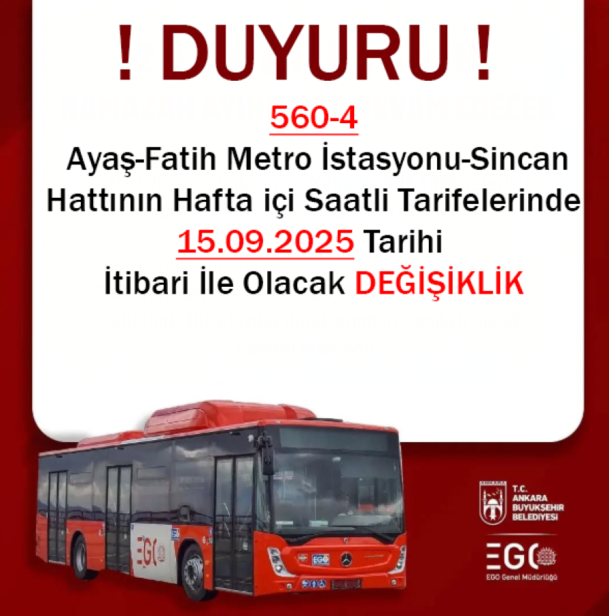 560-4 EGO SAAT DEĞİŞİKLİĞİ